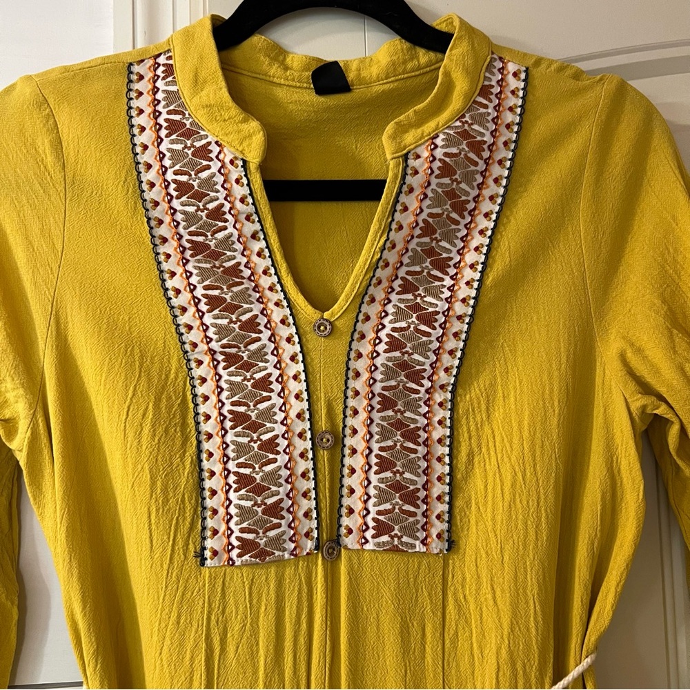 Yellow Embroidered Dress - Picture 3 of 6